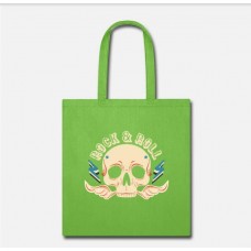 Rock N Roll Retro Skull Lime Green Tote Bag